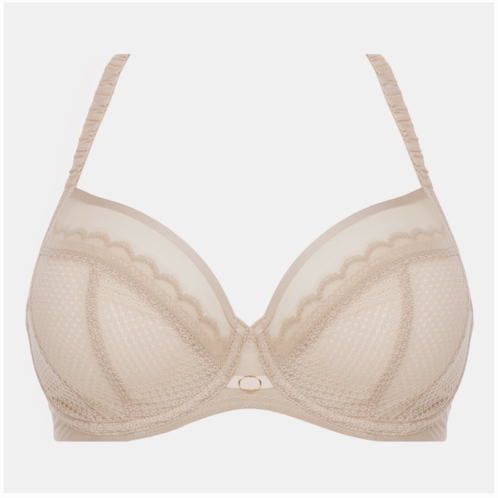 CHANTELLE /Parisian Allure Size 36D C22310 Plunge Bra Underwire Unlined Beige